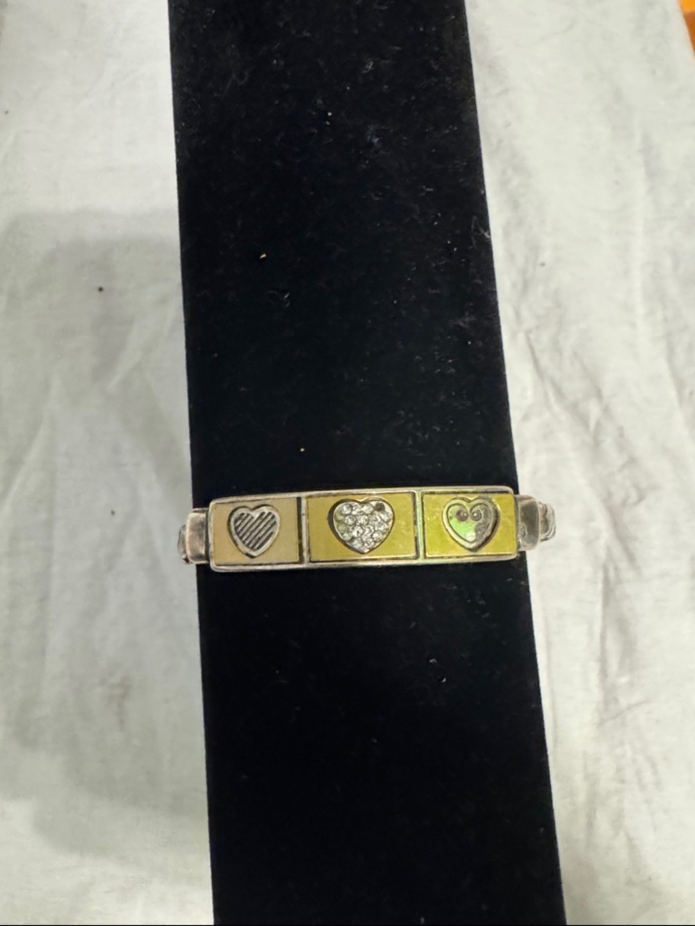 Brighton Silver-Tone Bracelet with Gold Panels and Heart Accents